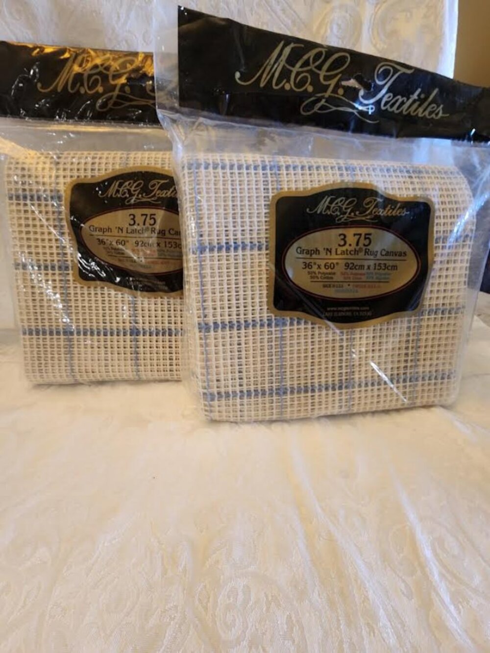 2 NEW Packages  36"X60" MCG TEXTILES LATCH HOOK CANVAS RUG MAKING